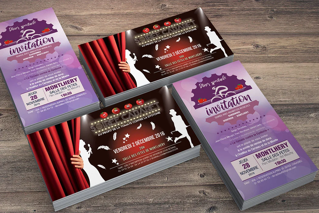 Cartes d'invitation Tomate contre la Dystonie