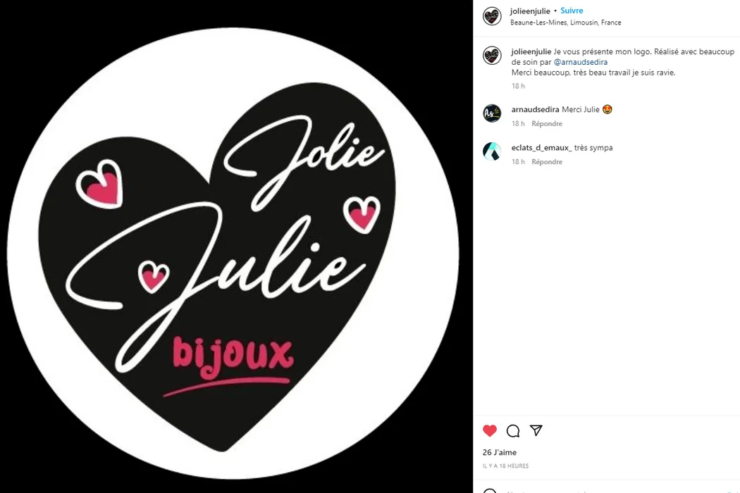 publication instagram commentaire logo Jolie Julie