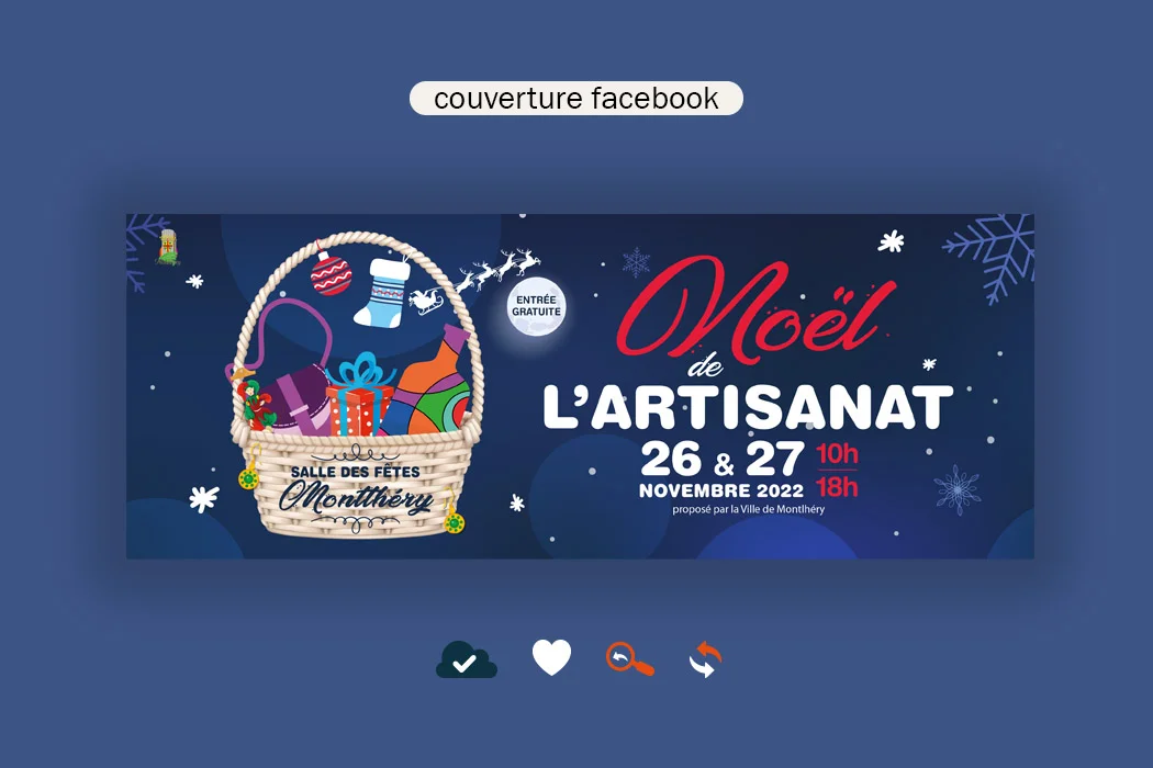 Couverture Facebook Noël de l'artisanat réalisée par Arnaud Sedira Graphiste Vidéaste pour la Municipalité de Montlhéry