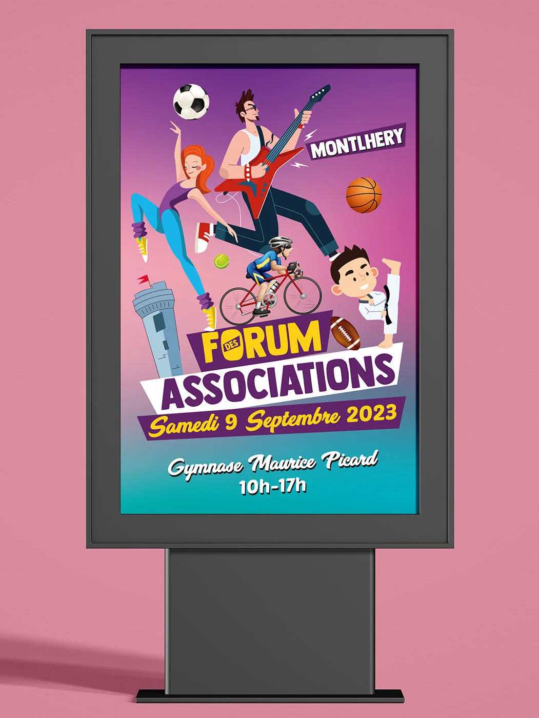 Affiche Forum des associations de Montlhéry réalisée par Arnaud Sedira Graphiste Vidéaste pour la Municipalité de Montlhéry