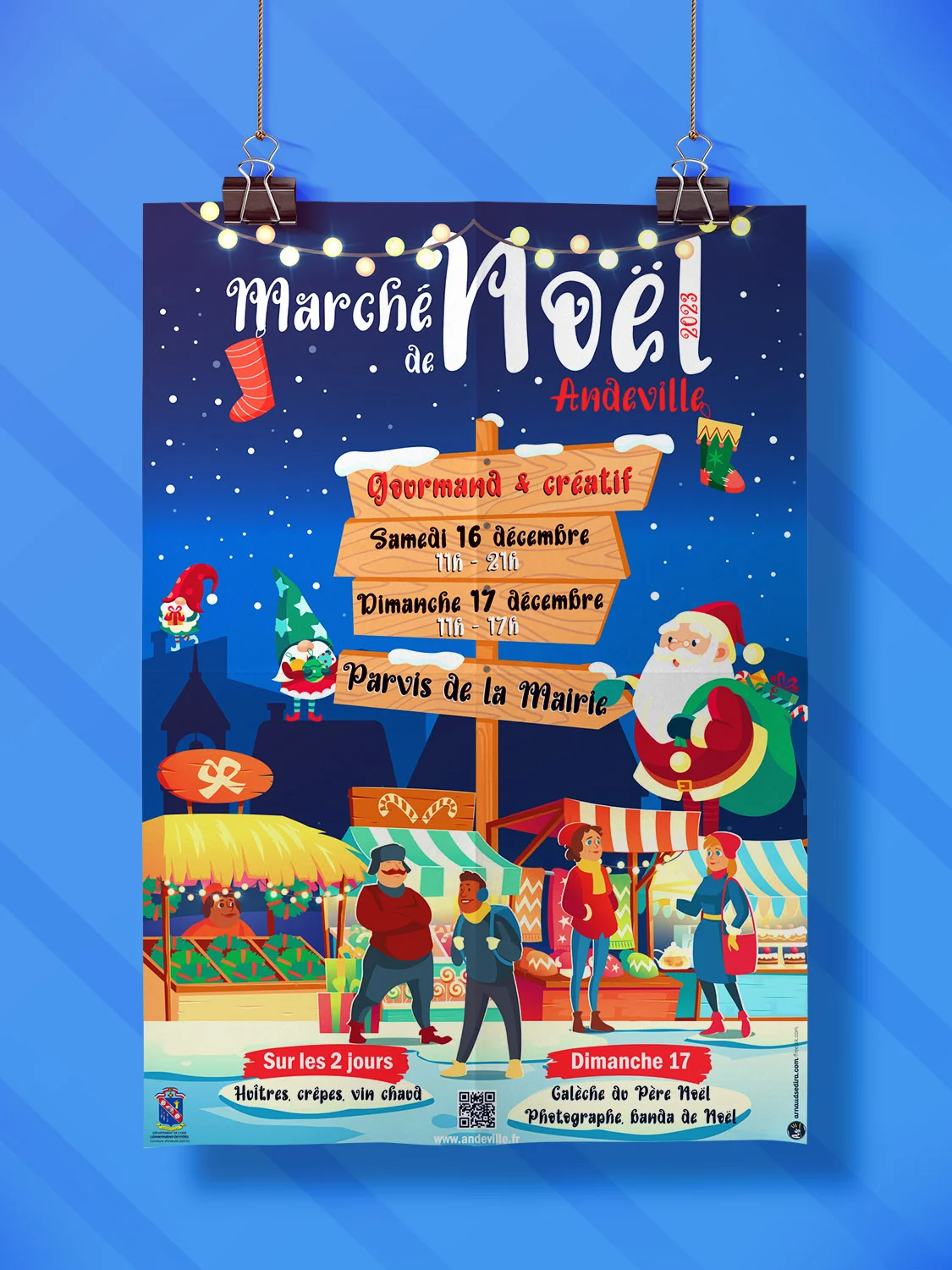 Affiche Marché de Noël d'Andeville réalisée par Arnaud Sedira Graphiste Vidéaste pour la Municipalité d'Andeville