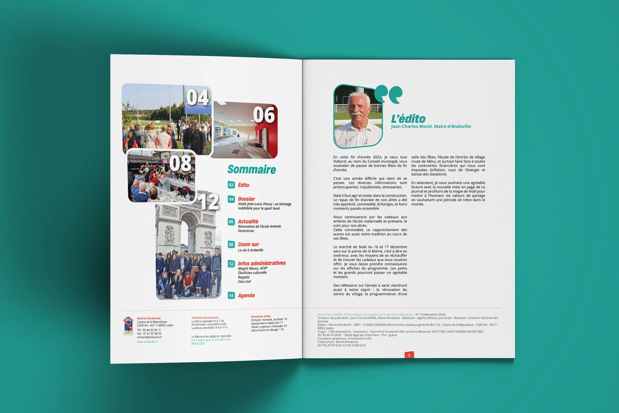 journal officiel Ensemble d'Andeville conçu par Arnaud Sedira, graphiste vidéaste
