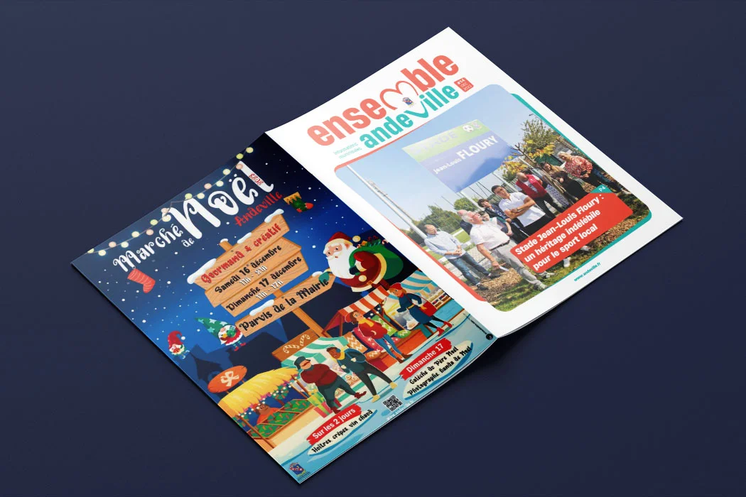 journal officiel Ensemble d'Andeville conçu par Arnaud Sedira, graphiste vidéaste