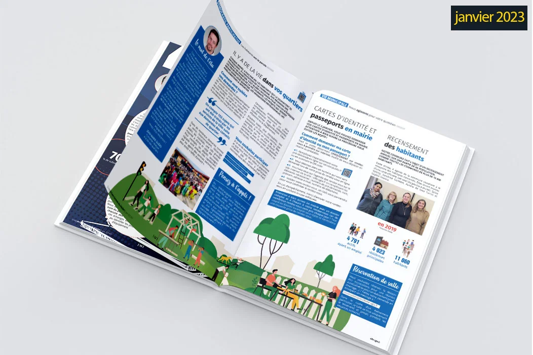 journal officiel Le Mag de Saint-Germain-lès-Arpajon conçu par Arnaud Sedira, graphiste vidéaste