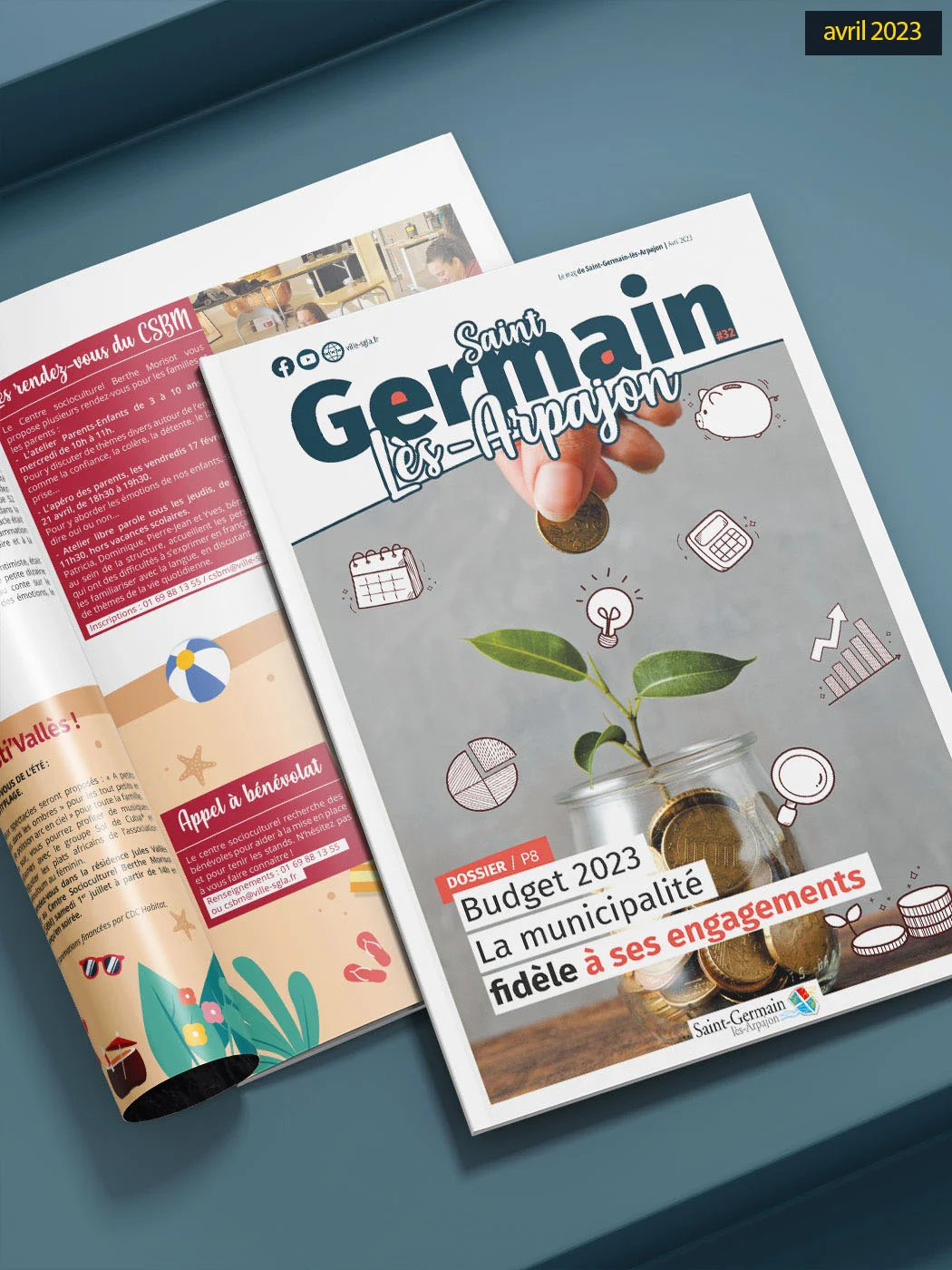 journal officiel Le Mag de Saint-Germain-lès-Arpajon conçu par Arnaud Sedira, graphiste vidéaste