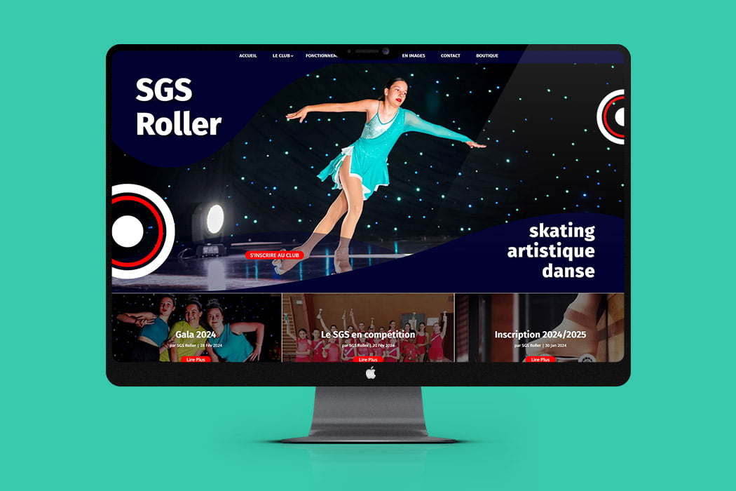 ordinateur affichant le site internet du SGS Roller conçu par Arnaud Sedira Graphiste