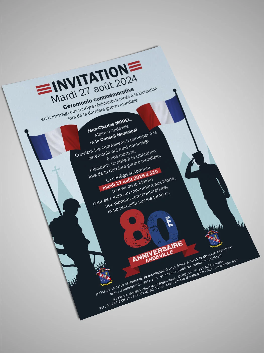 invitation pour le 80ème anniversaire de l'hommage aux martyrs d'Andeville