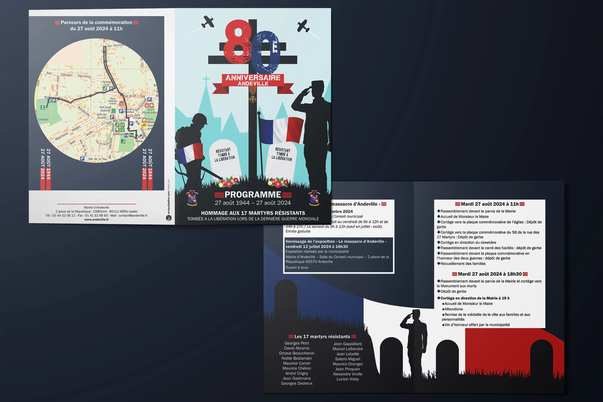 programme pour le 80ème anniversaire de l'hommage aux martyrs d'Andeville