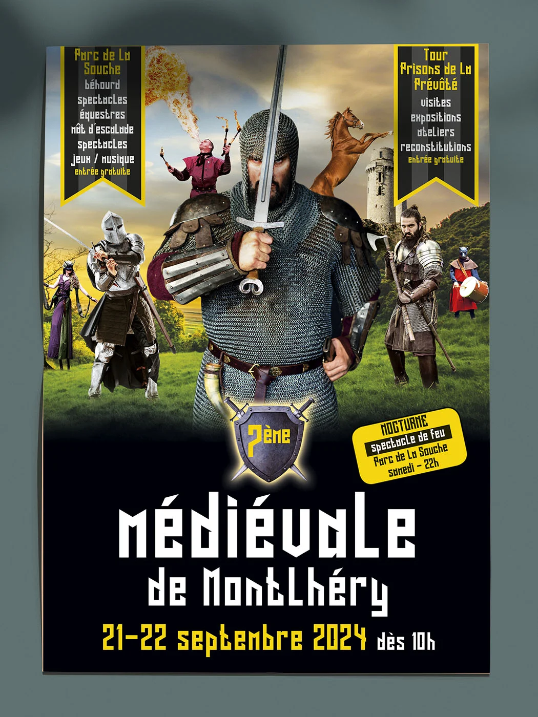 Affiche Médiévale de Montlhéry réalisé par Arnaud Sedira Graphiste Vidéaste pour la Municipalité de Montlhéry